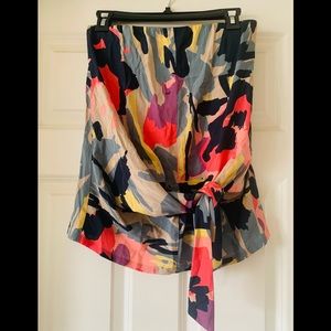 DKNY multi color printed top with tie detail